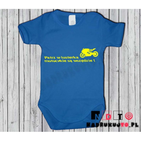 Body dziecięce z nadrukiem - Patrz w lusterka - motocykle są wszędzie! Body dziecięce z nadrukiem - Patrz w lusterka - motocykle są wszędzie!