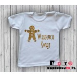 Koszulka niemowlęca z nadrukiem - Ciasteczko Wesołych Świąt Koszulka niemowlęca z nadrukiem - Ciasteczko Wesołych Świąt
