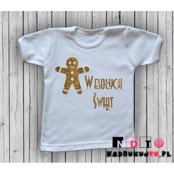 Koszulka niemowlęca z nadrukiem - Ciasteczko Wesołych Świąt Koszulka niemowlęca z nadrukiem - Ciasteczko Wesołych Świąt