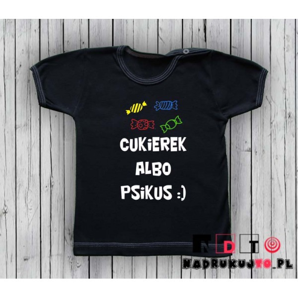 Koszulka niemowlęca z nadrukiem - cukierek albo psikus Koszulka niemowlęca z nadrukiem - cukierek albo psikus