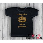 Koszulka niemowlęca z nadrukiem - mleczko albo psikus na halloween Koszulka niemowlęca z nadrukiem - mleczko albo psikus na halloween