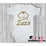 Body dziecięce z nadrukiem - imię z uroczą buźką Body dziecięce z nadrukiem - imię z uroczą buźką