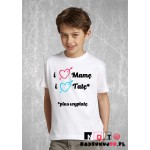Koszulka dziecięca z nadrukiem - i love mamę, i love tatę* (plus wypłatę) Koszulka dziecięca z nadrukiem - i love mamę, i love tatę* (plus wypłatę)