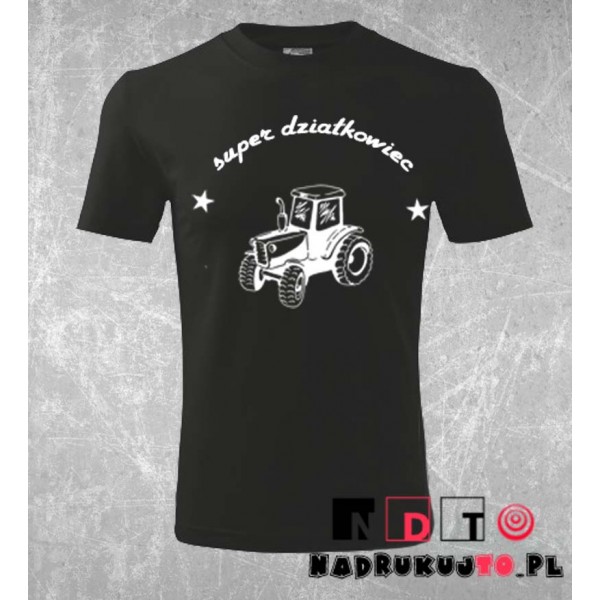 Koszulka z nadrukiem - Super działkowiec z traktorem Koszulka z nadrukiem - Super działkowiec z traktorem